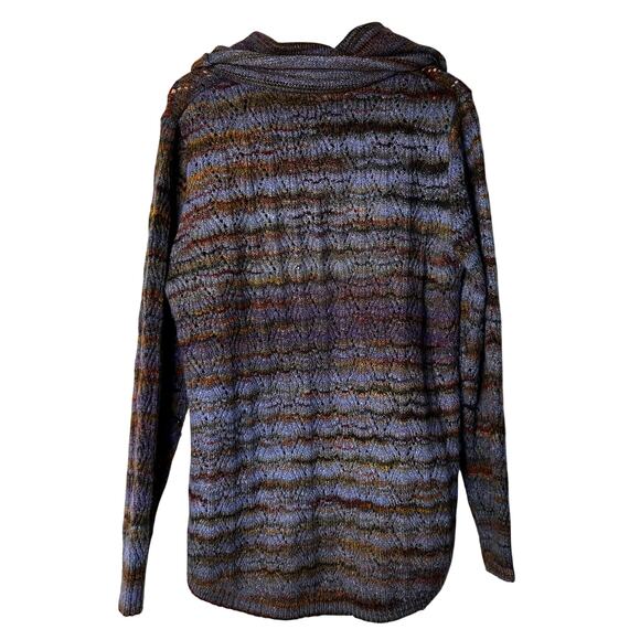 Royal Robins Sweater Striped Open Knit Cowl Neck Round Hem Lilac Purple Size L - Picture 7 of 8